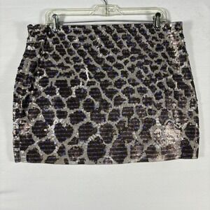 Express Women Sequin Skirt  multi color Mini Lined Holidays Festive  Large